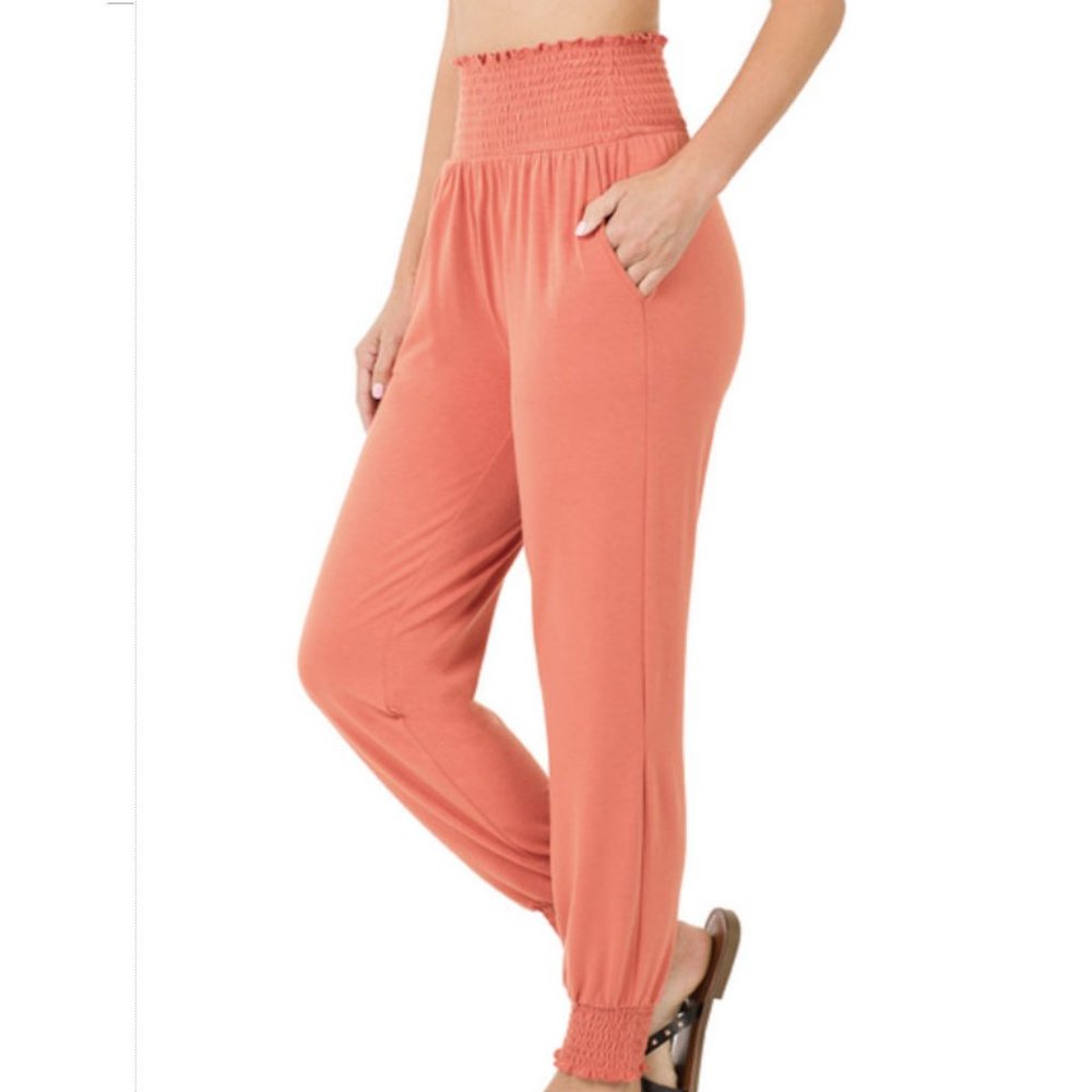 Zenana High Waisted Smocked jogger lounge pants